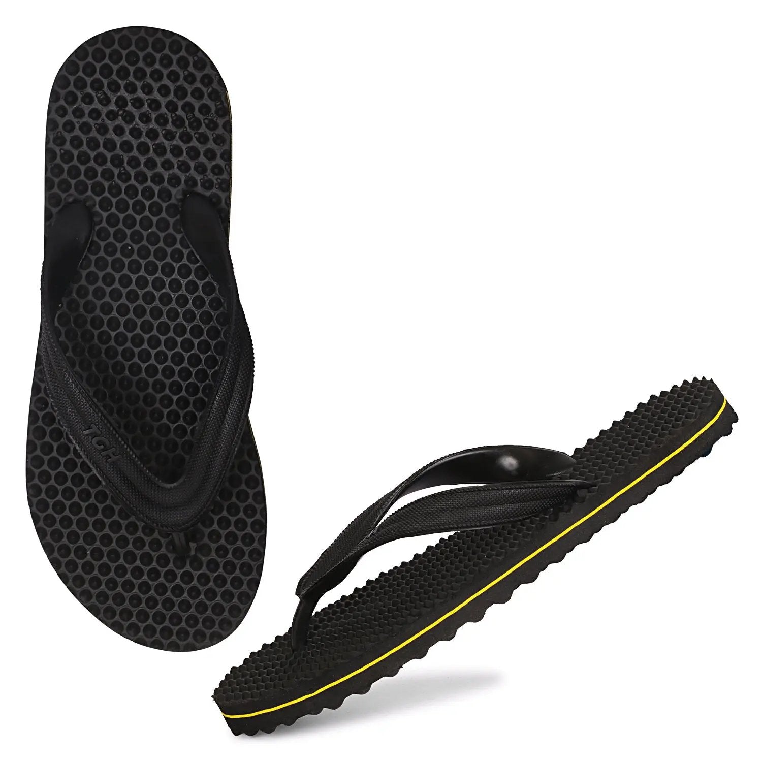 TGH LITEZ Fitness Health Hawai Chappal Slippers (Full Black)
