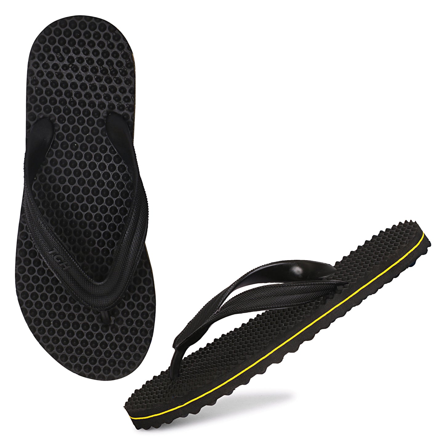 TGH LITEZ Fitness Health Hawai Chapple Slippers (Full Black)