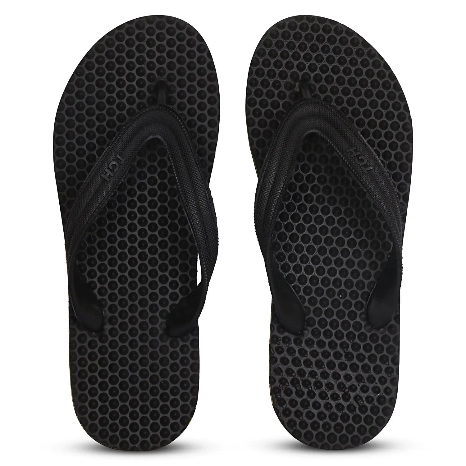 TGH LITEZ Fitness Health Hawai Chappal Slippers (Full Black)