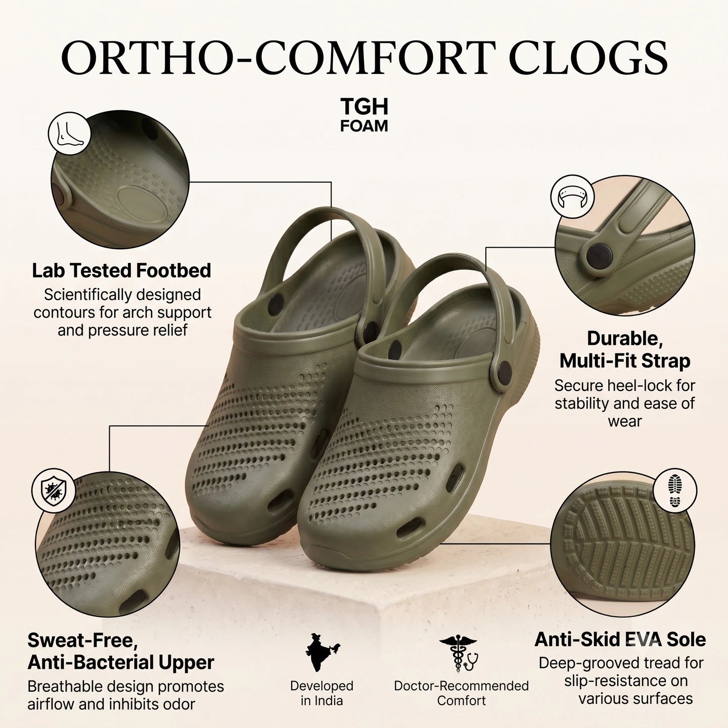 TGH Men's EVA Comfort Flip Flops| Soft Cushion Sole | Anti-Slip Daily Wear Slippers | TGM010