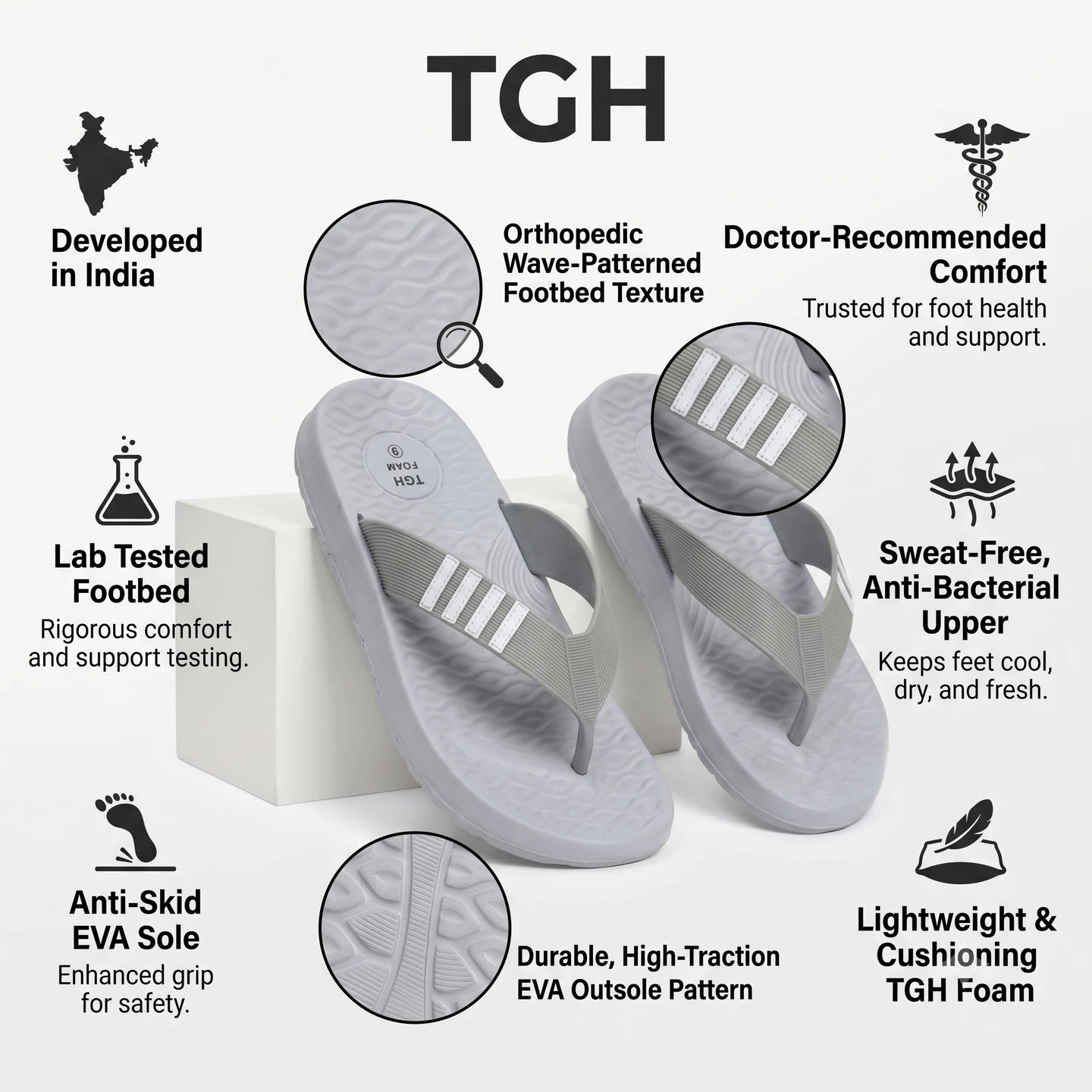 TGH Men Comfort EVA Slippers | Lightweight | Soft Cushion TGFM011