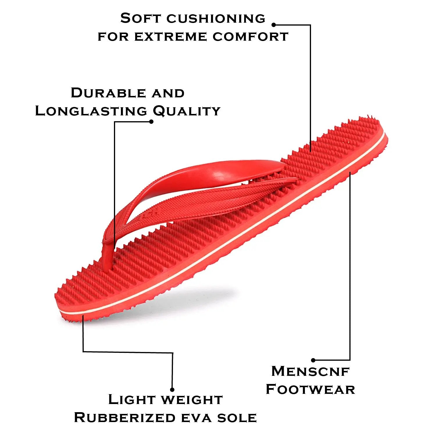 TGH LITEZ Fitness Health Hawai Chappal Slippers (Full Red)