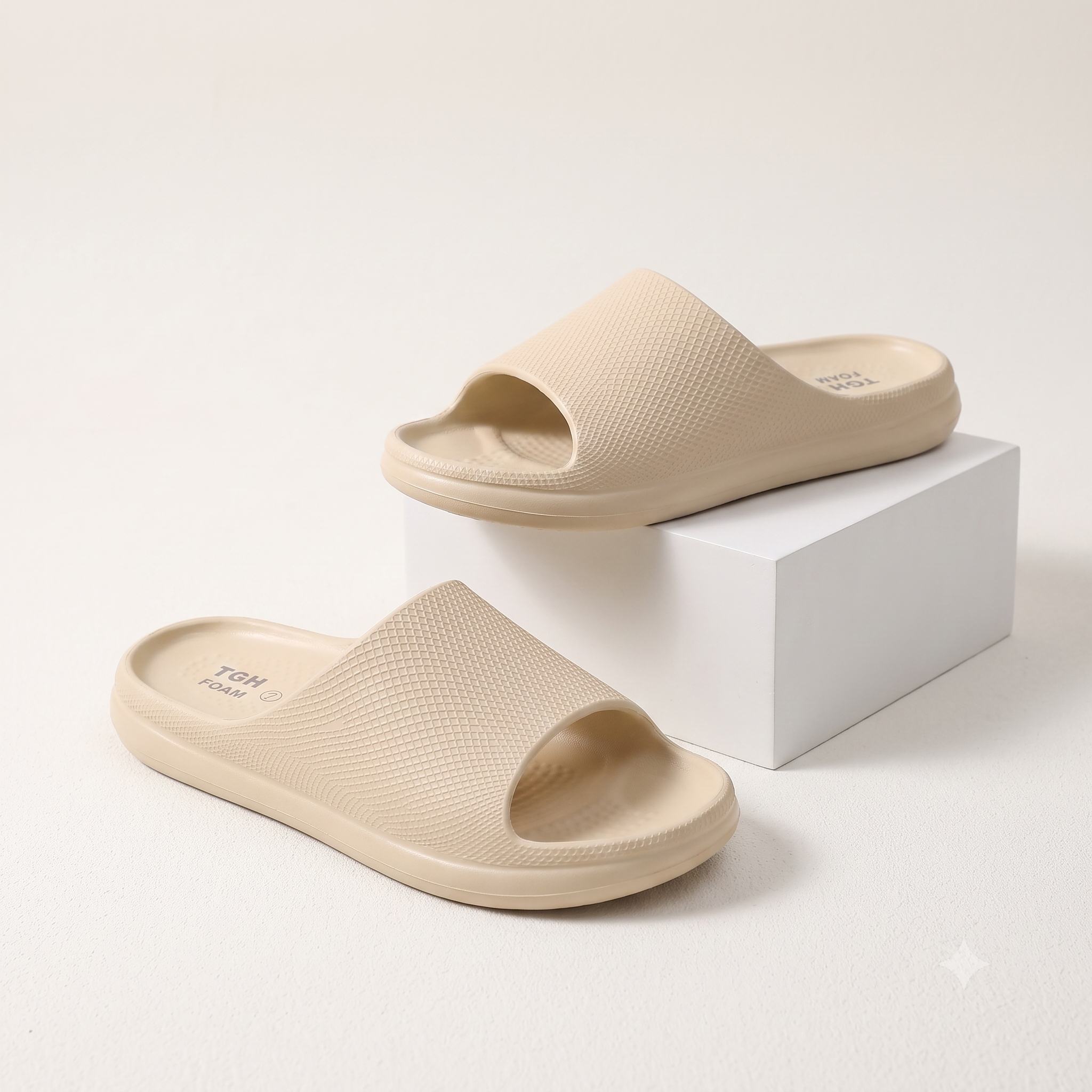 TGH FOAM TGM0014 Men’s Ultra Comfort Black Slides | Lightweight Daily Wear Slippers