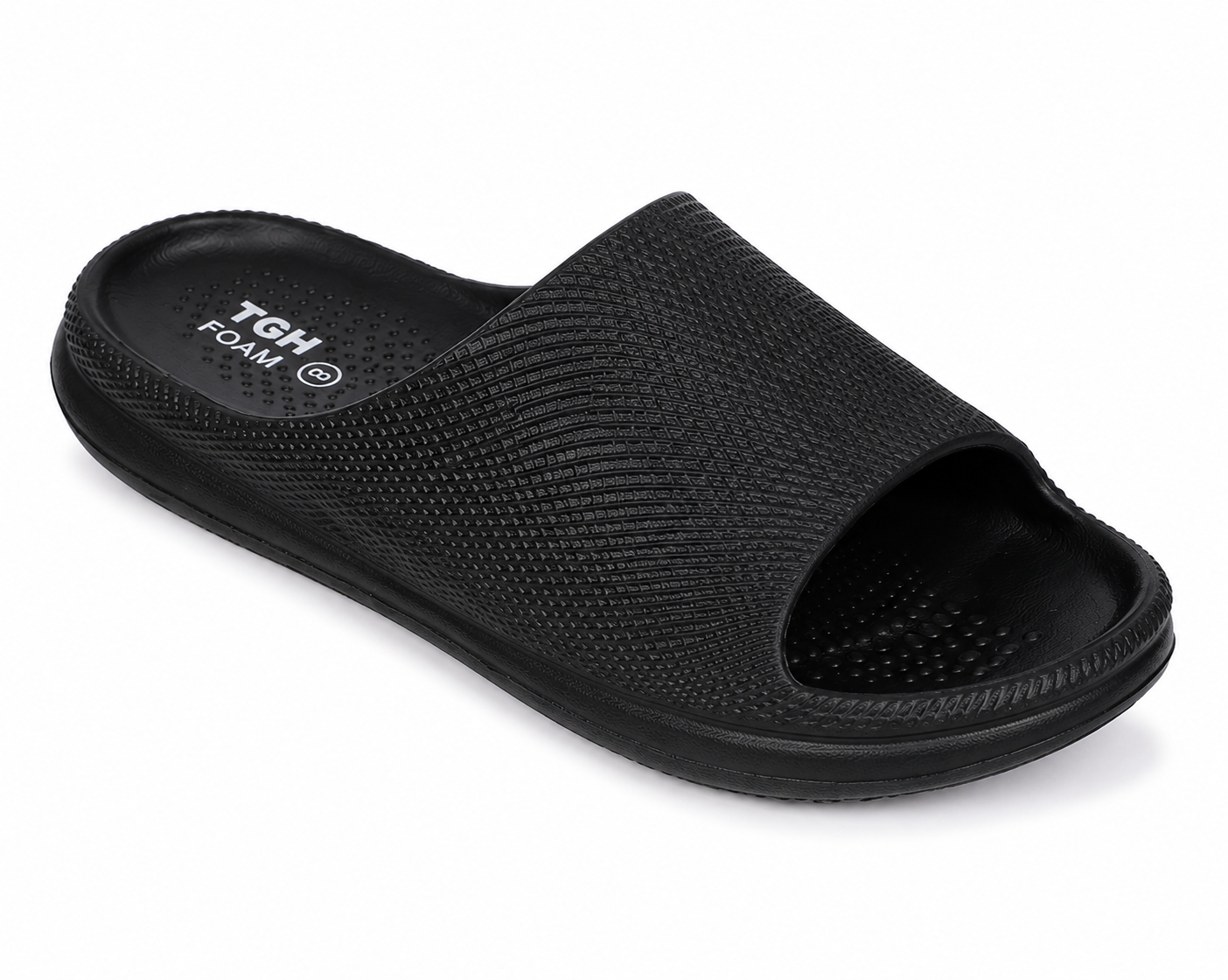 TGH FOAM TGM0014 Men’s Ultra Comfort Black Slides | Lightweight Daily Wear Slippers