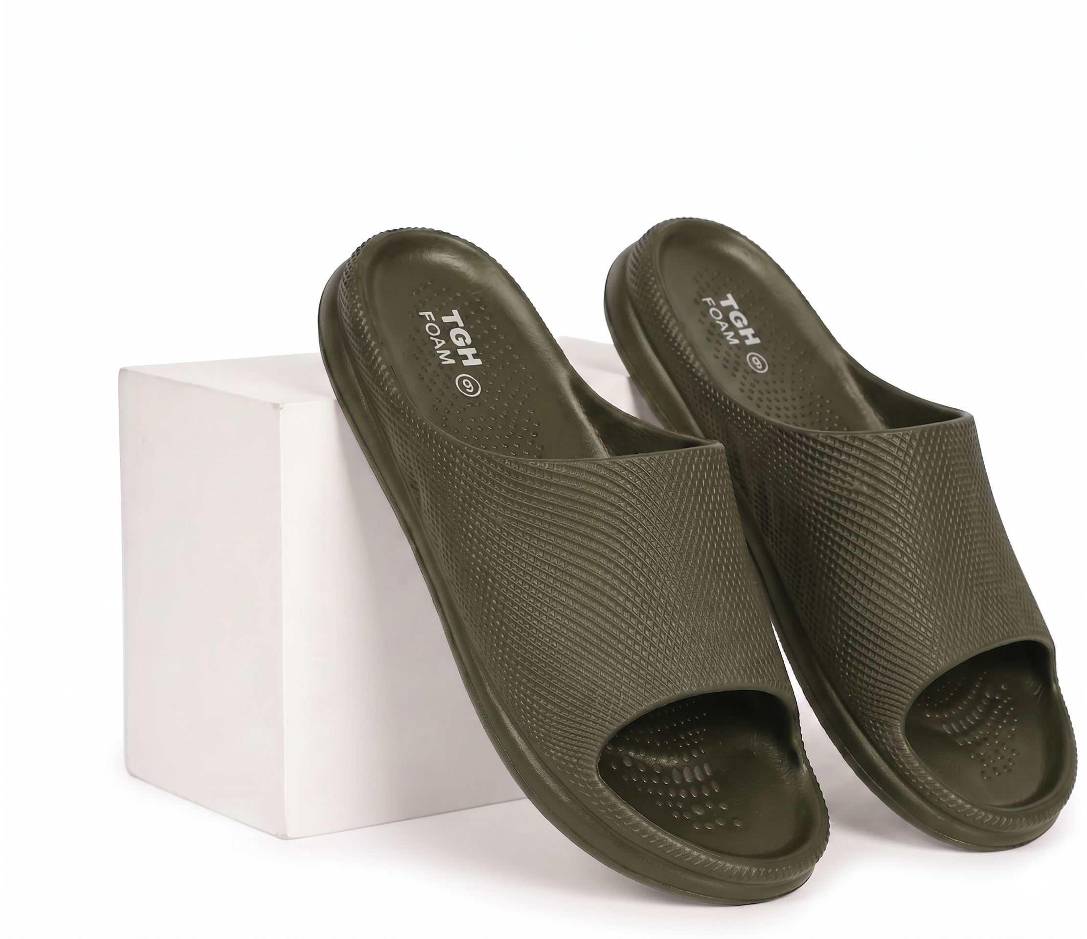 TGH FOAM TGM0014 Men’s Ultra Comfort Black Slides | Lightweight Daily Wear Slippers