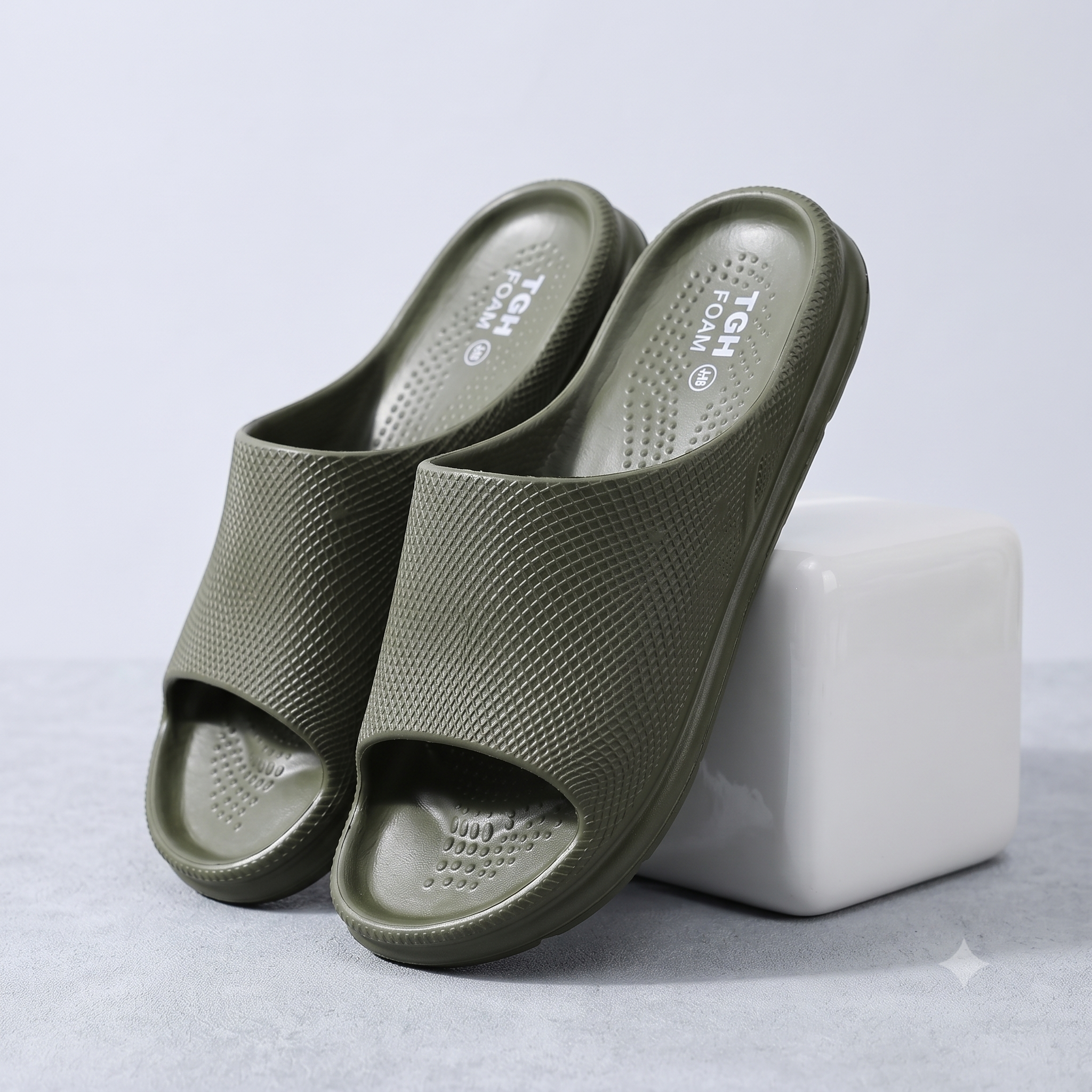 TGH FOAM TGM0014 Men’s Ultra Comfort Black Slides | Lightweight Daily Wear Slippers